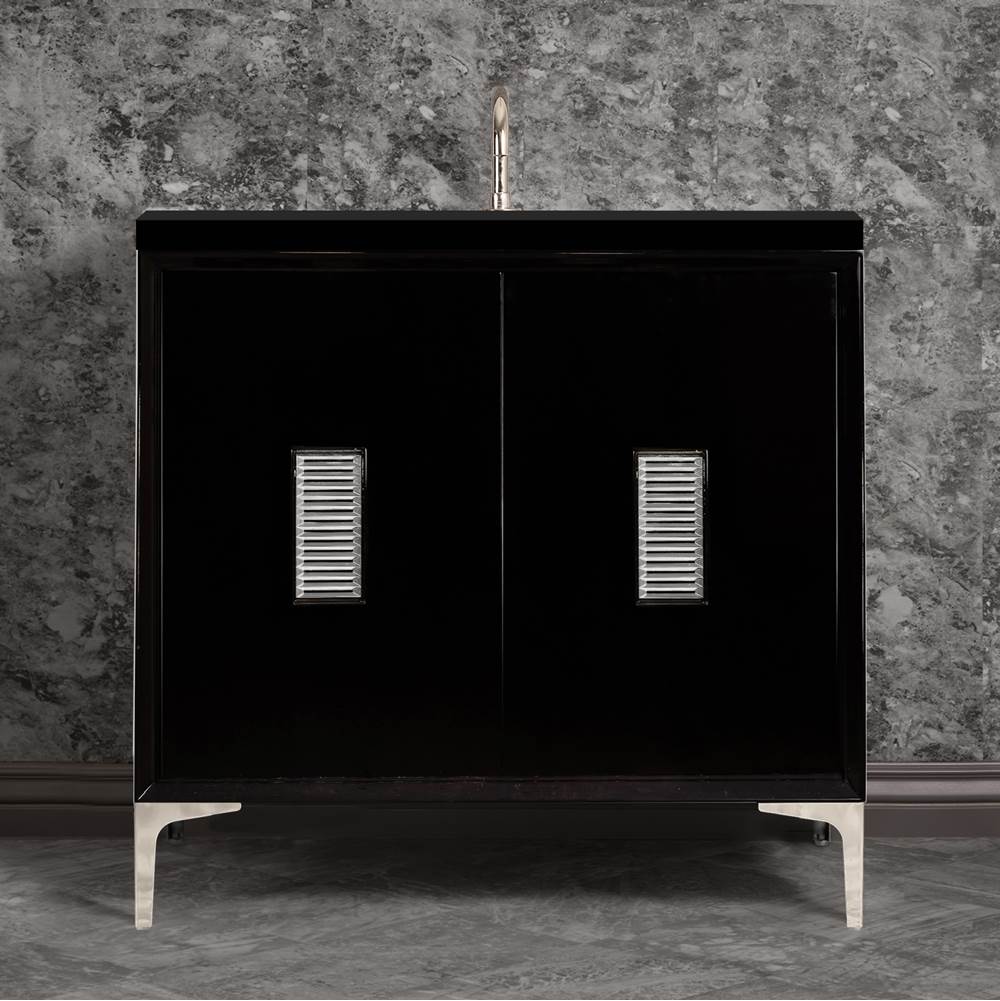 Linkasink Frame 36'' Wide Black Vanity with Polished Nickel Louver Grate and Legs, 36'' x 22'' x 33.5'' (without vanity top)