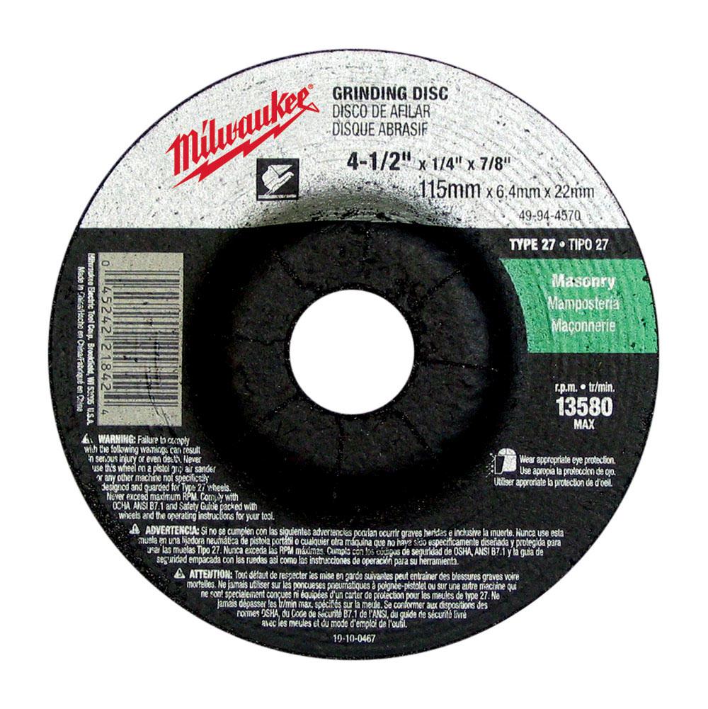 Milwaukee Tool Grinding Disc 4-1/2 X 1/4 X 7/8
