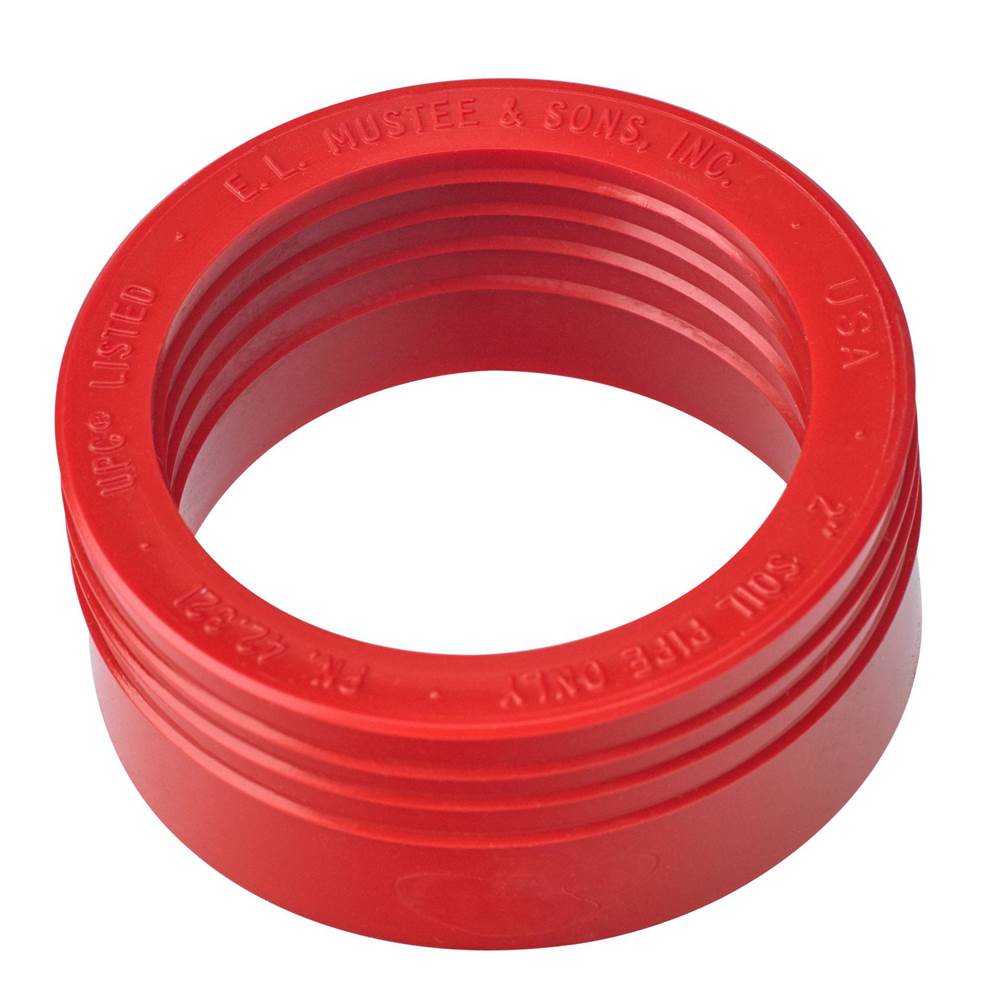 Mustee And Sons Drain Seal, 2'', Red, For Soil Pipe Only, Use PVC Standard Shower Drain, 2'' Mop Drain