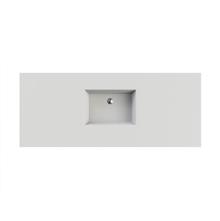 MTI Baths Petra 2 Sculpturestone Counter Sink Double Bowl Up To 68'' - Gloss Biscuit