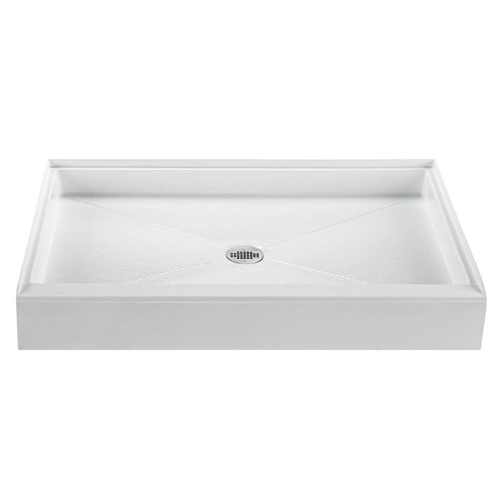 MTI Baths 4832 Acrylic Cxl Center Drain 48'' Threshold 3-Sided Integral Tile Flange - Biscuit