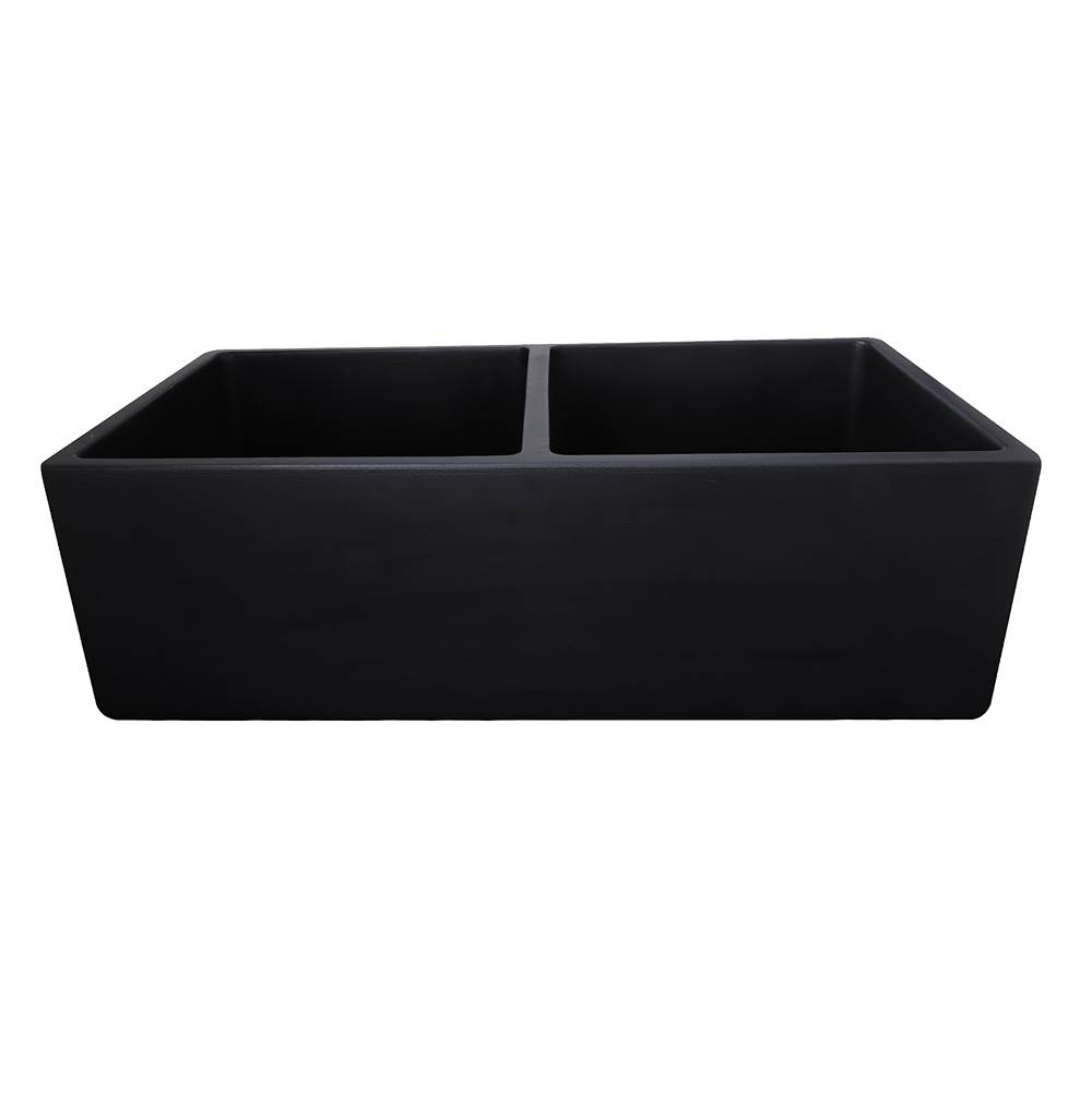 Nantucket Sinks Double Bowl Farmhouse Fireclay Sink with Matte Black Finish