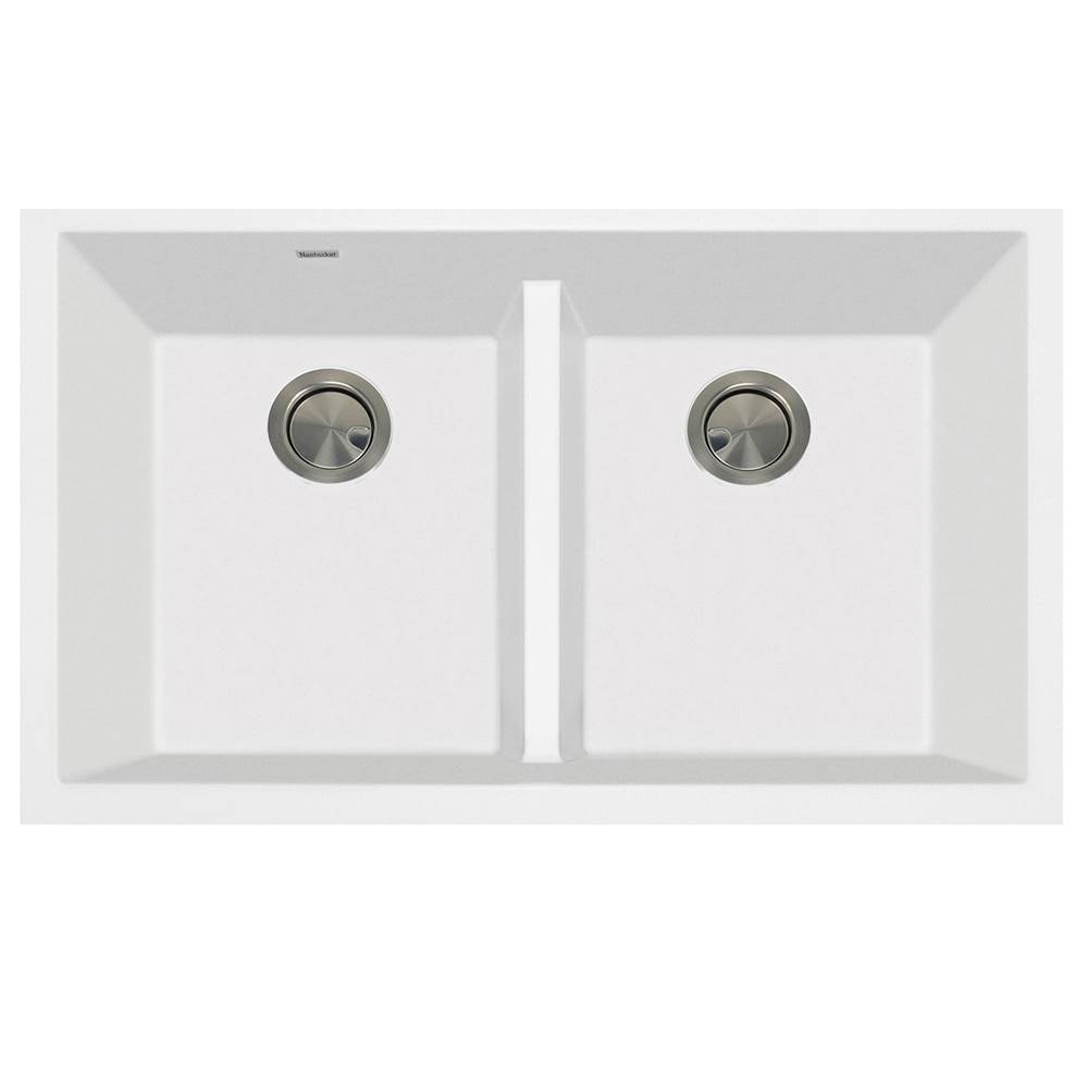 Nantucket Sinks Undermount Double Equal Bowls With Low Divide - Granite Composite White