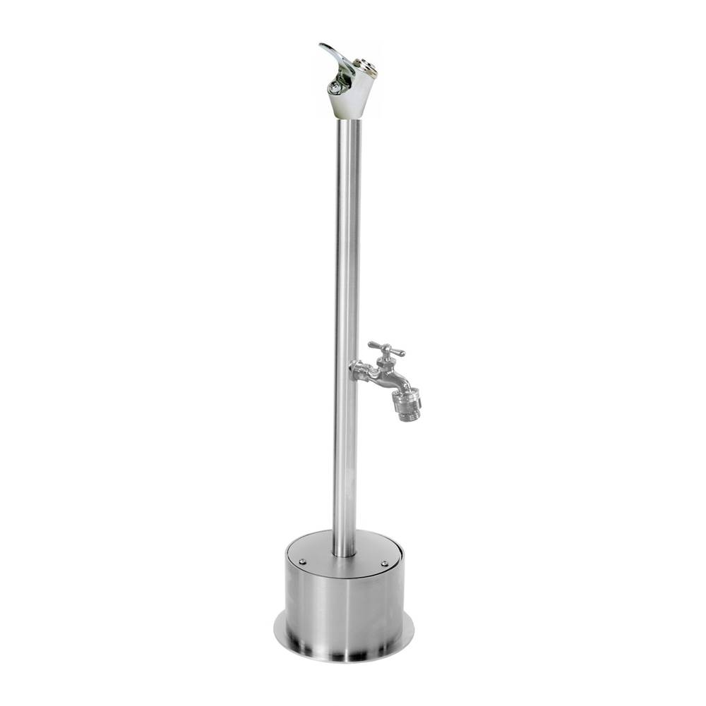 Outdoor Shower Free Standing Single Supply Push Button Drinking Fountain, Hose Bibb
