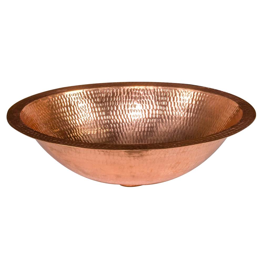 Premier Copper Products 17'' Oval Under Counter Hammered Copper Bathroom Sink in Polished Copper