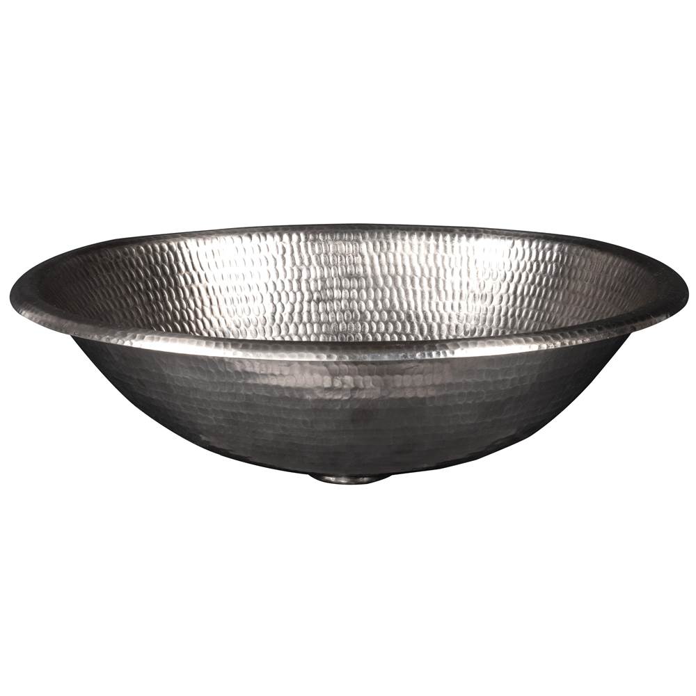 Premier Copper Products 17'' Oval Self Rimming Hammered Copper Bathroom Sink in Nickel