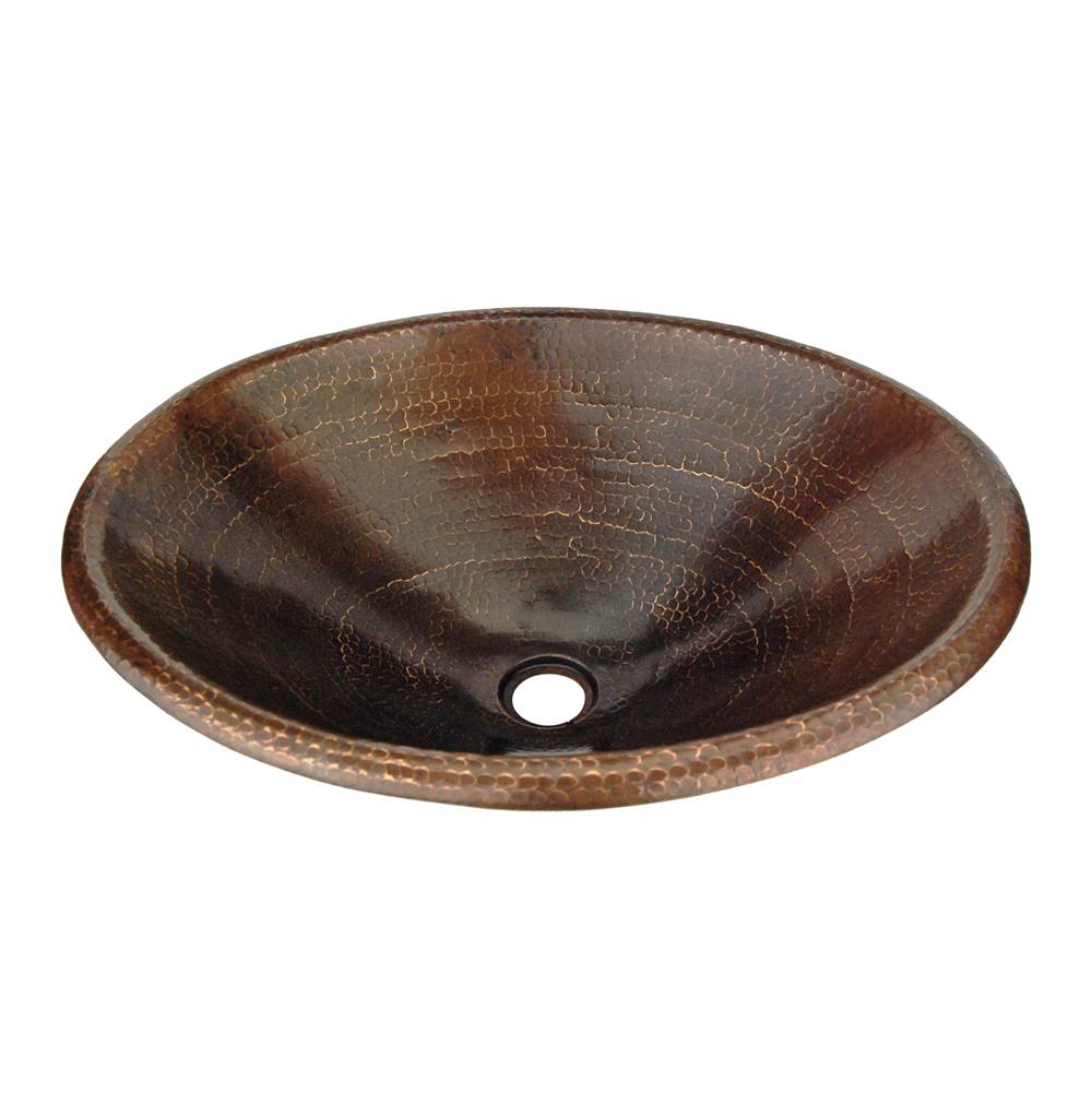 Premier Copper Products Master Bath Oval Self Rimming Hammered Copper Bathroom Sink