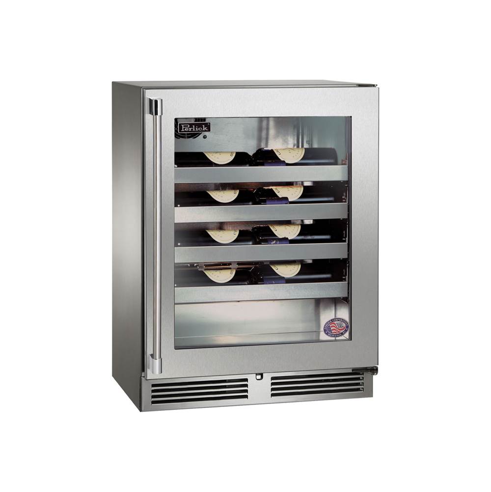 Perlick Signature Series Shallow Depth 18'' Depth Outdoor Wine Reserve with Fully Integrated Panel-Ready Glass Door, Hinge Right