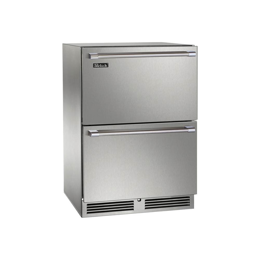 Perlick 24'' Signature Series Outdoor Refrigerator Drawers, Fully Integrated Panel Ready, with Lock