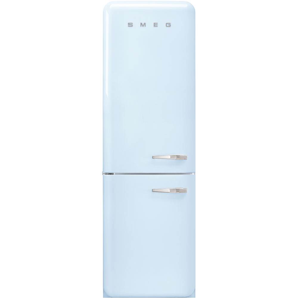 Smeg USA Fab32 Retro 60 cm Refrigerator with Bottom-Freezer. Pastel Blue. Left Hinge