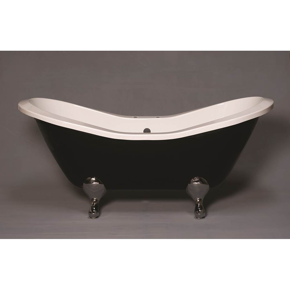 Strom Living The Alpine Black And White 6'' Acrylic Peg Leg Double Ended Slipper Tub With 7'' Center Deck Mount Faucet Holes