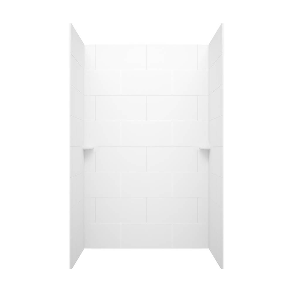Swan TSMK84-3662 36 x 62 x 84 Swanstone® Traditional Subway Tile Glue up Shower Wall Kit in White