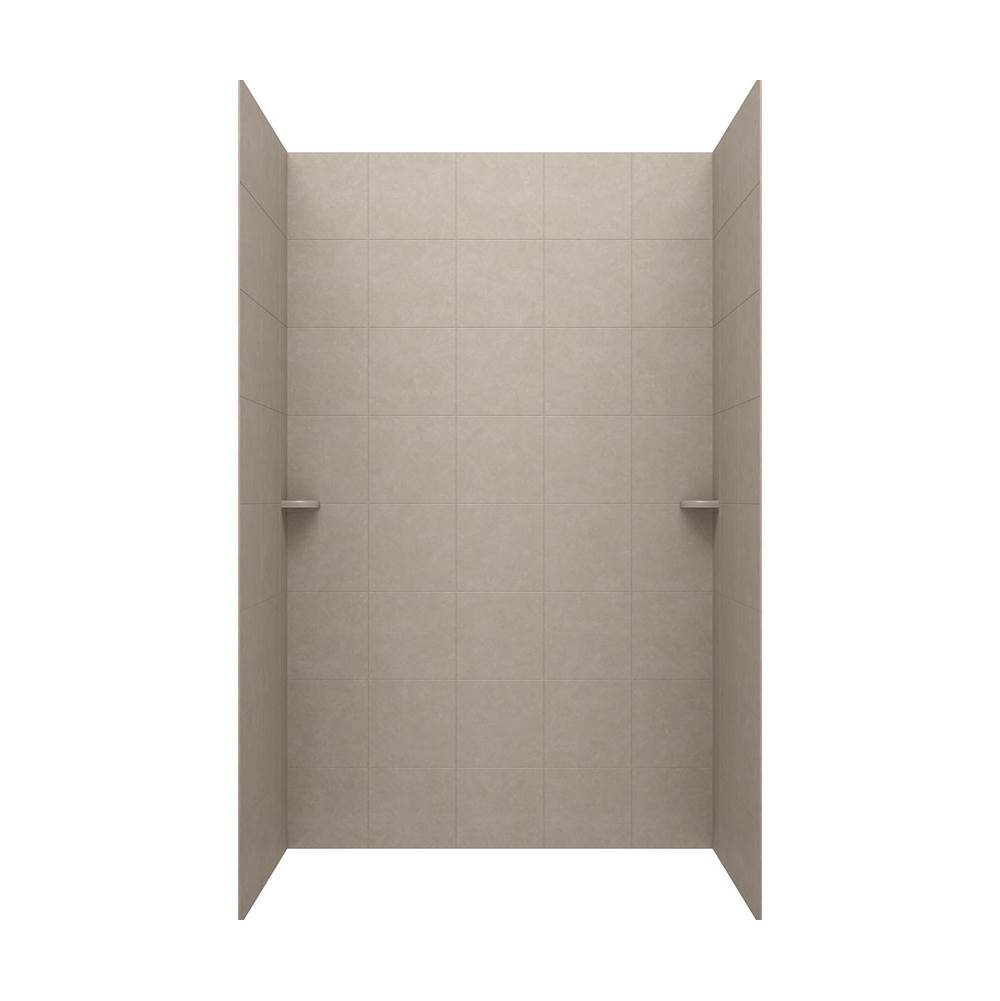 Swan SQMK96-3636 36 x 36 x 96 Swanstone® Square Tile Glue up Shower Wall Kit in Limestone