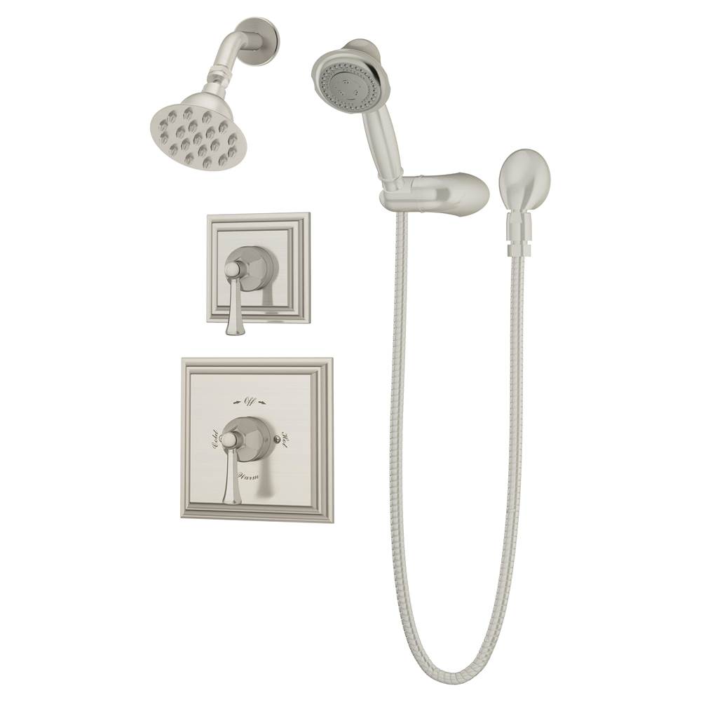 Symmons Canterbury 2-Handle 1-Spray Shower Trim with 3-Spray Hand Shower in Satin Nickel (Valves Not Included)