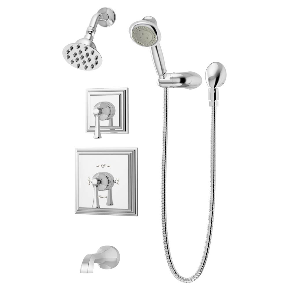 Symmons Canterbury 2-Handle Tub and 1-Spray Shower Trim with 3-Spray Hand Shower in Polished Chrome (Valves Not Included)