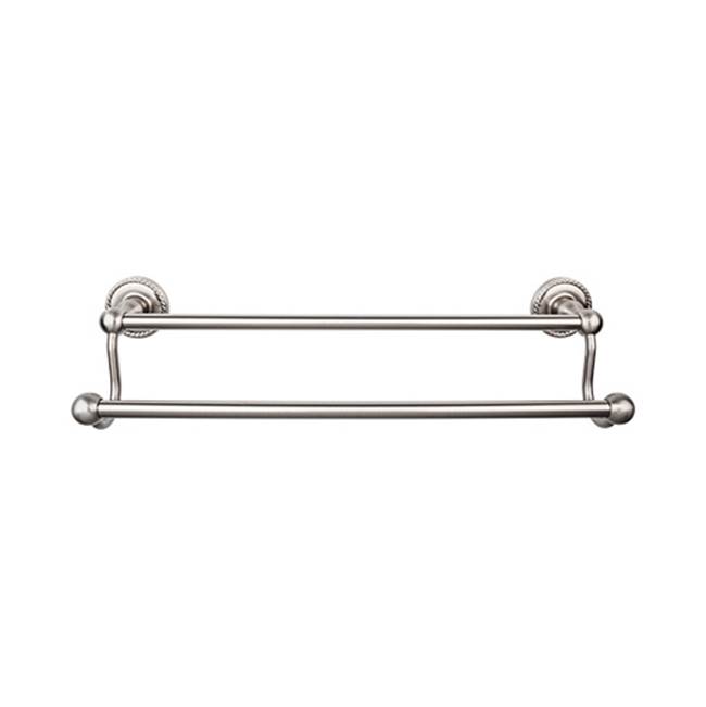 Top Knobs Edwardian Bath Towel Bar 24 In. Double - Rope Backplate Brushed Satin Nickel