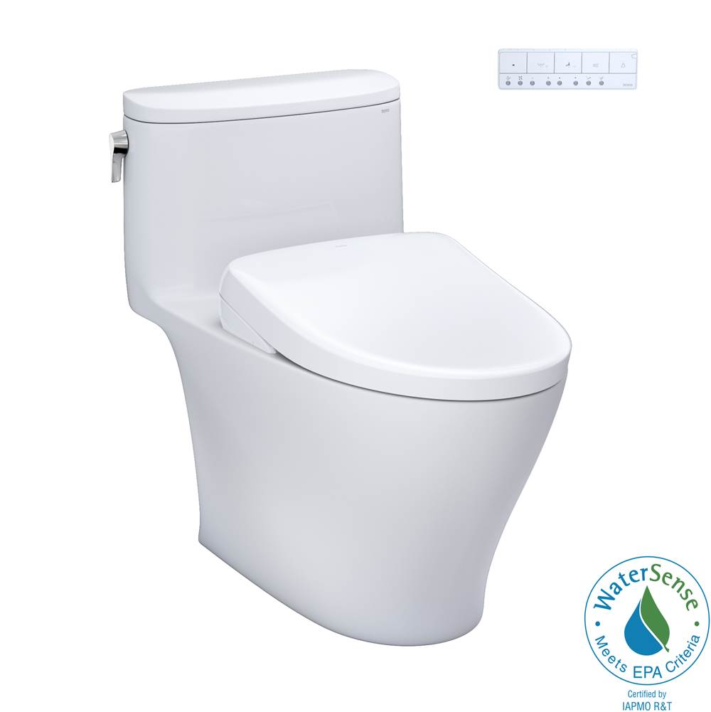 TOTO TOTO WASHLET plus Nexus One-Piece Elongated 1.28 GPF Toilet with Auto Flush S7A Contemporary Bidet Seat, Cotton White - MW6424736CEFGANo.01