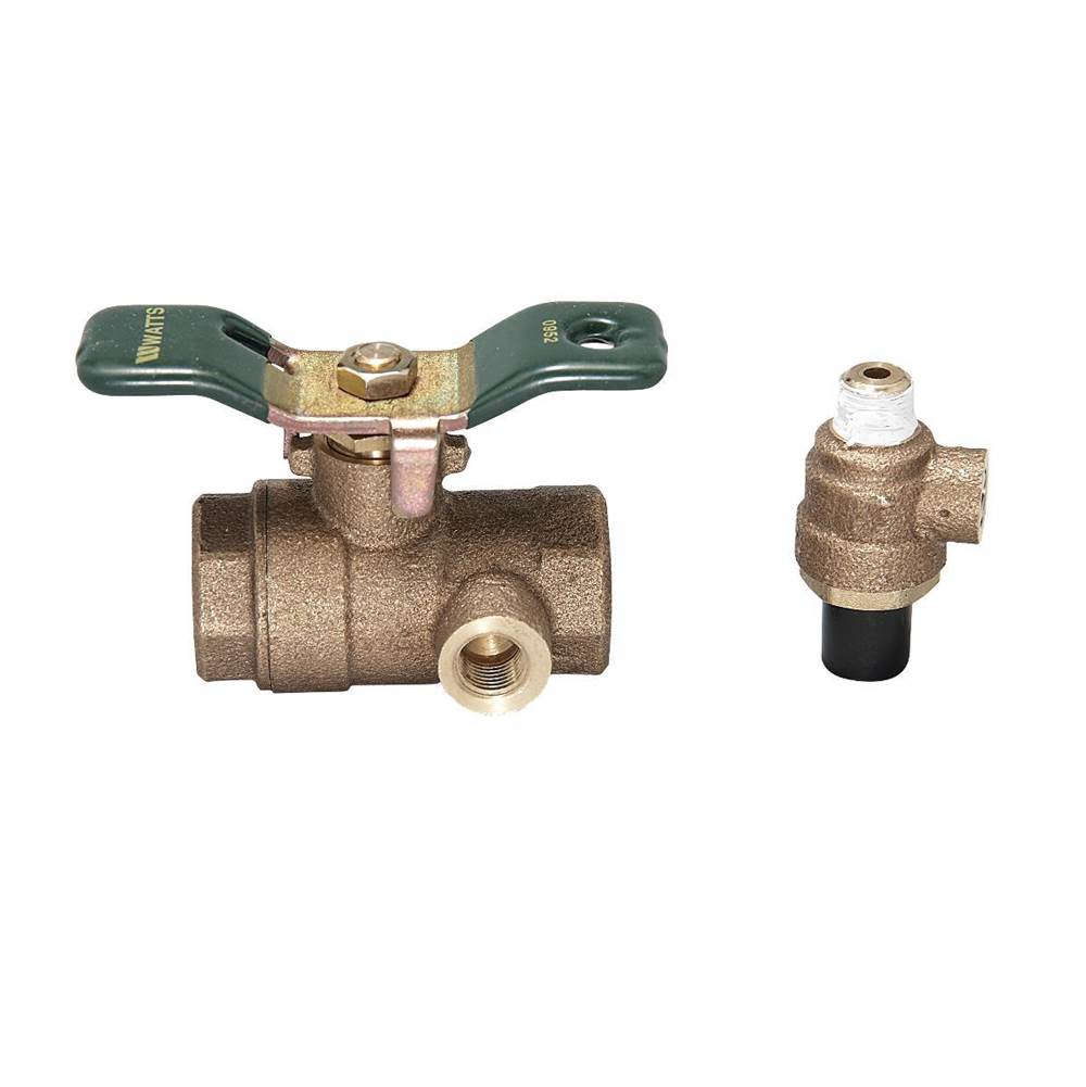 Watts 1 In Lead Free Bronze 2-Piece Full Port Ball Valve, Threaded Ends, Test Cock and Tee Handle