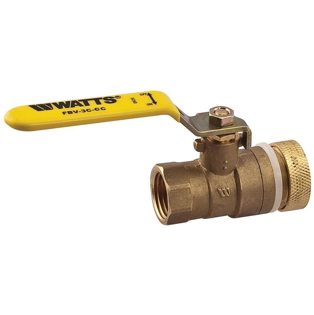 Watts 1/2 In Lead Free 2-Piece Full Port Ball Valve, Cap and Chain, with Threaded End Connections