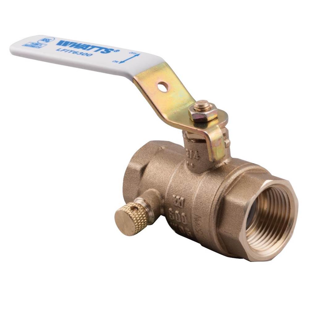 Watts 3/4 In Lead Free 2-Piece Full Port Ball And Waste Valve, Npt End Connections, Side Drain Port