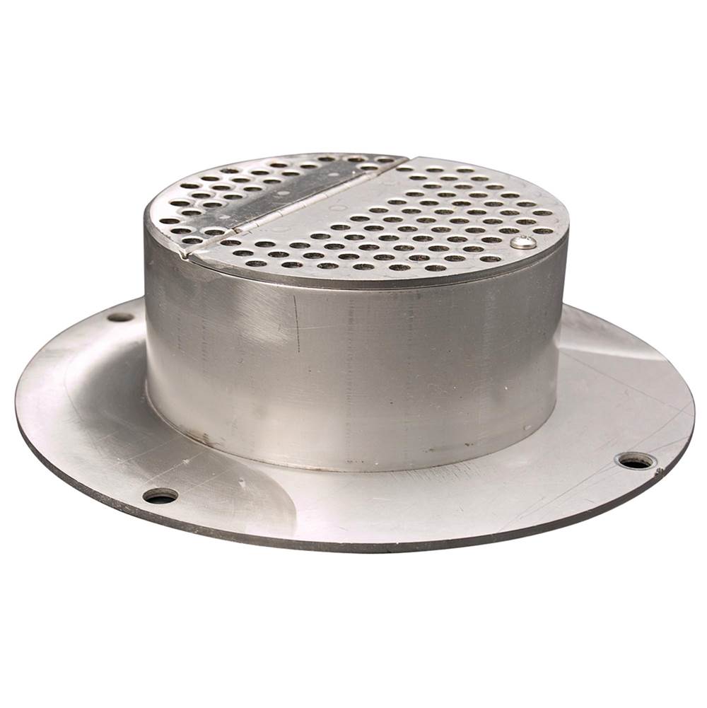 Watts Downspout Cover, Stainless Steel, Securing Flange, Secured Perforated Hinged Strainer, For 6 Inch Pipe